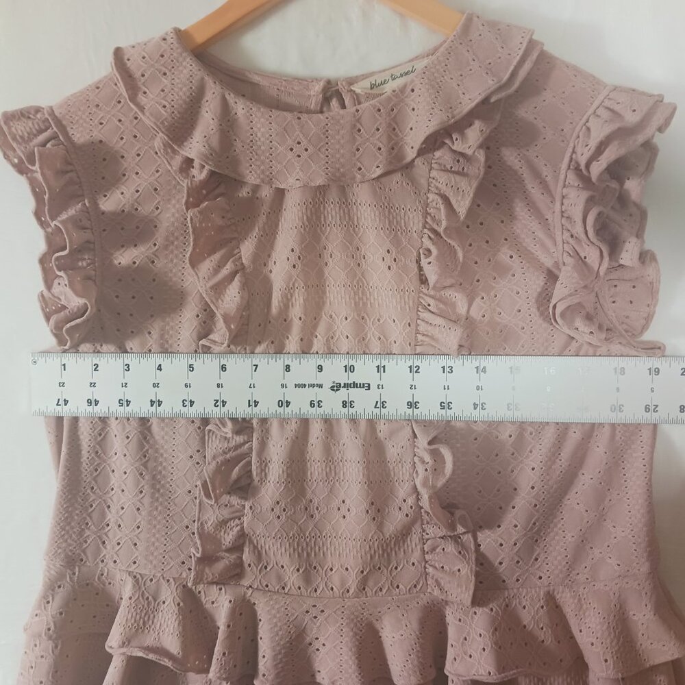 Anthropologie, Blue Tassel, Women's Top, Large, Dusty Pink, Peplum and Ruffles - Picture 10 of 13